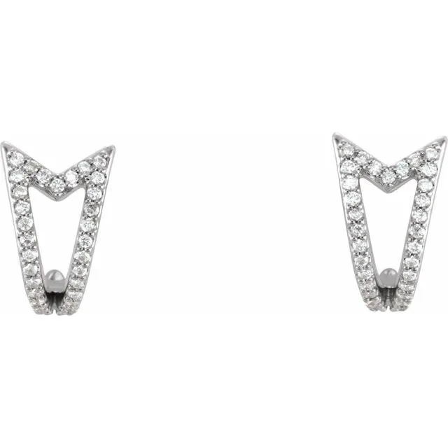 14K White 1/6 CTW Diamond Geometric J-Hoop Earrings
