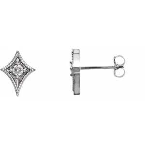 14K White 1/8 CTW Diamond Geometric Earrings
