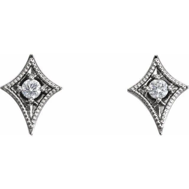 14K White 1/8 CTW Diamond Geometric Earrings