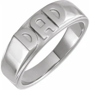 14K White Dad Ring