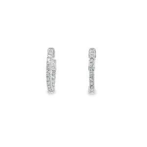 14k White Gold .50ct G SI1 Round Diamond Inside-Outside Hoop earrings