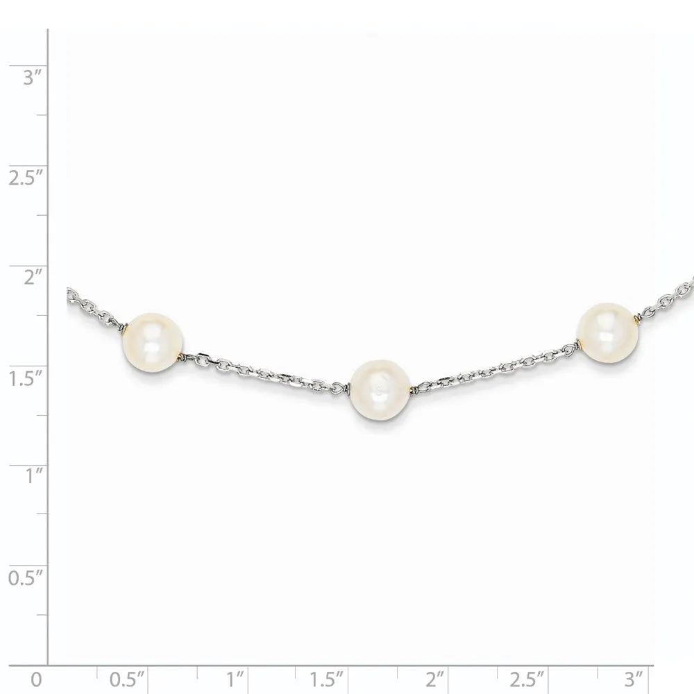 14K White Gold 8-9mm White Freshwater Cultured Pearl 14-station Necklace