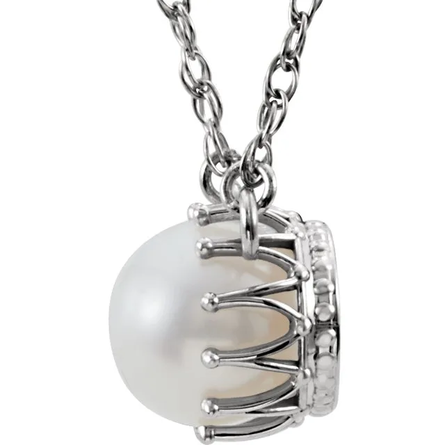 14K White Gold Cultured White Gold Freshwater Pearl 18" Necklace