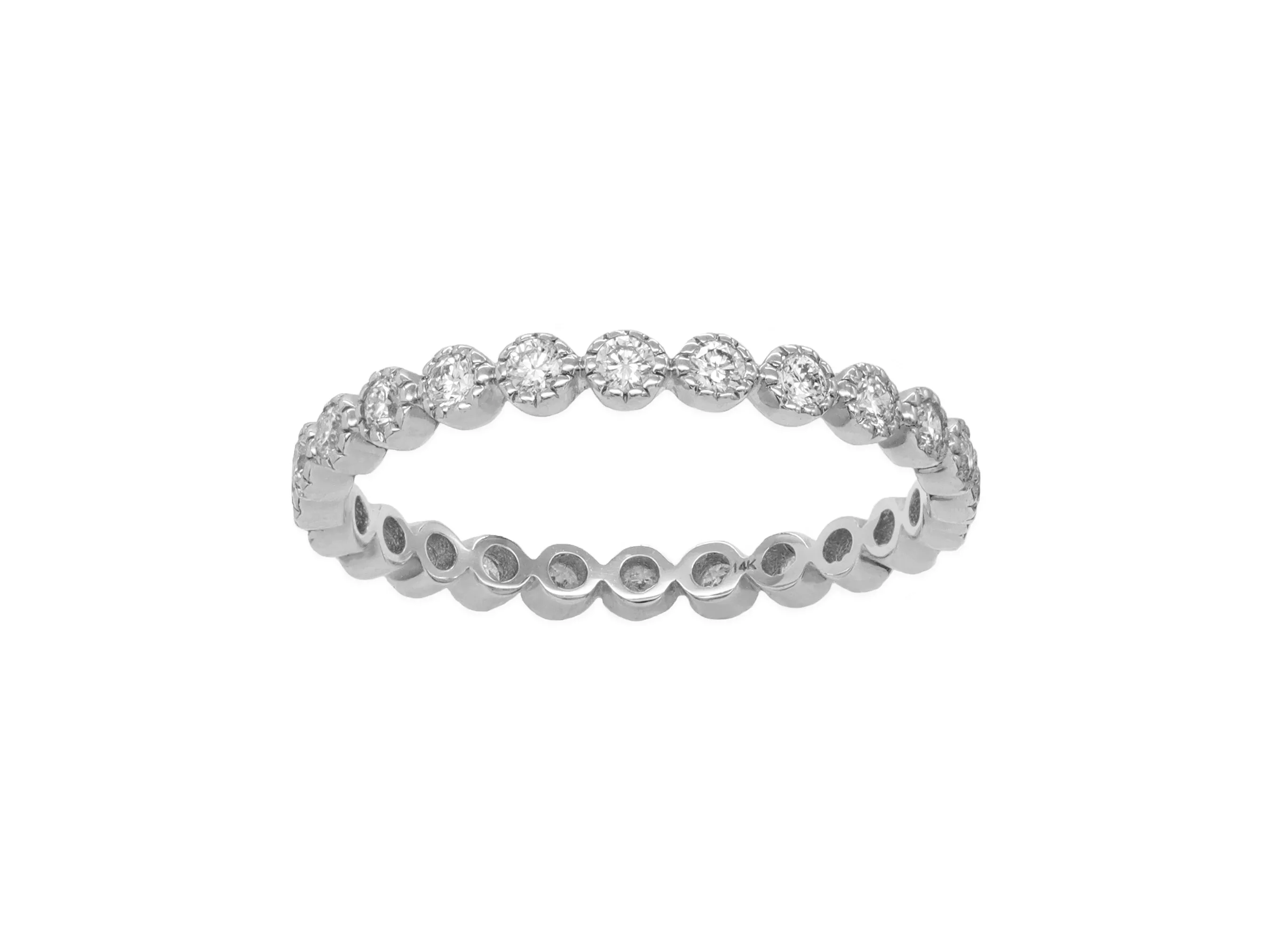 14k White Gold Diamond Bezel Stackable Ring