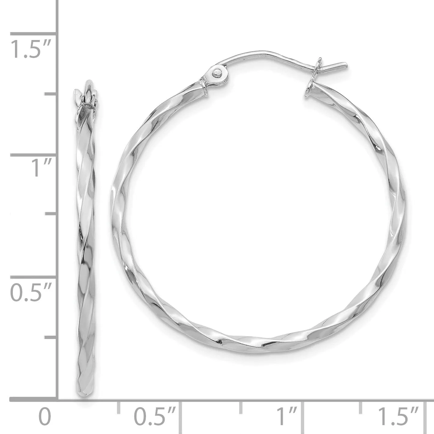 14k White Gold Twist Polished Hoop Earring