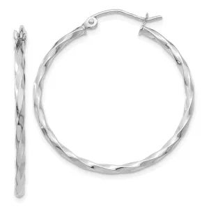 14k White Gold Twist Polished Hoop Earring