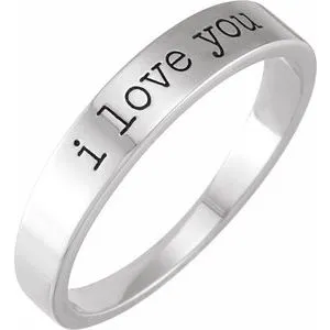 14K White I Love You Stackable Ring