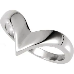 14K White "V" Shank