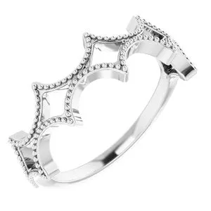 14K White Stackable Geometric Ring