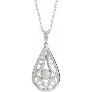 14K White Vintage-Inspired Freshwater Cultured Pearl 16-18" Necklace