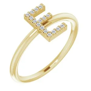 14K Yellow .07 CTW Diamond Initial E Ring