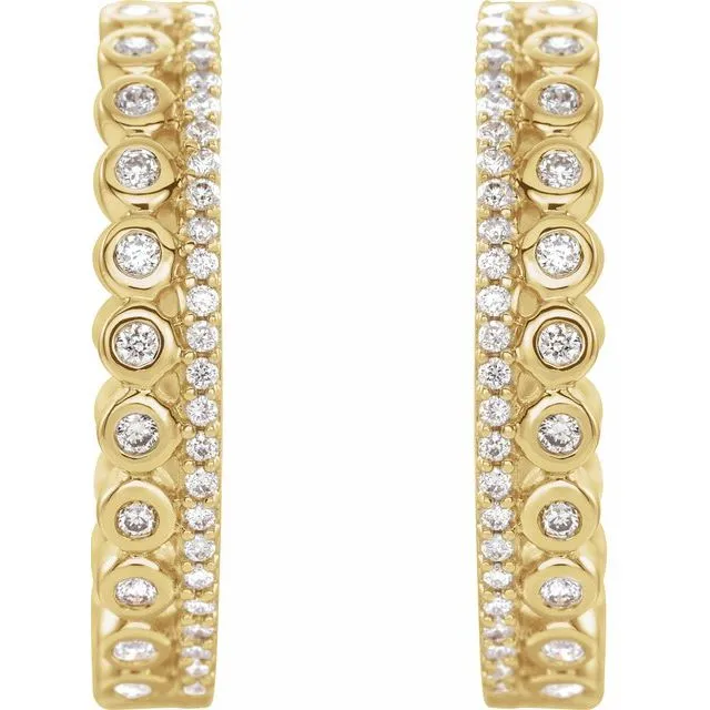 14K Yellow 1/3 CTW Diamond Geometric Hoop Earrings