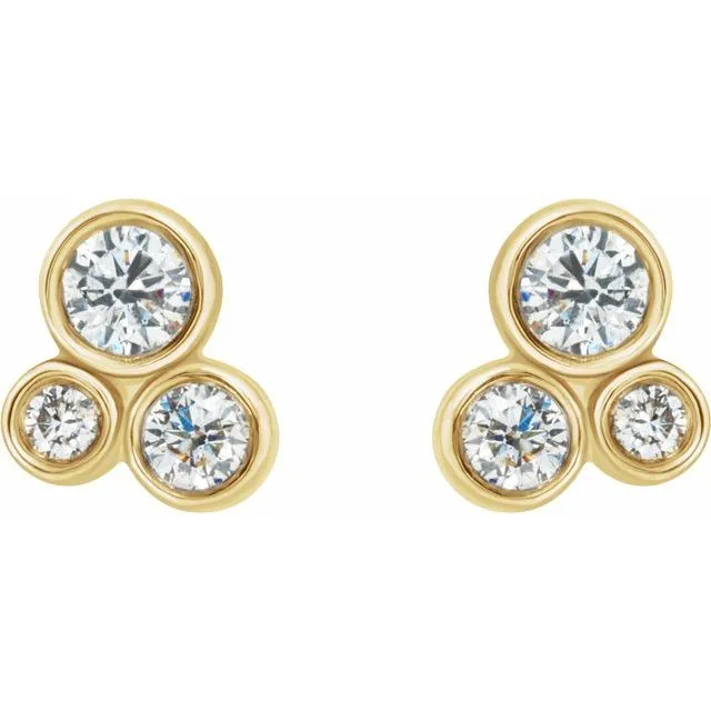14K Yellow 1/5 CTW Diamond Geometric Cluster Earrings