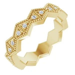 14K Yellow 1/5 CTW Diamond Geometric Eternity Band Size 7