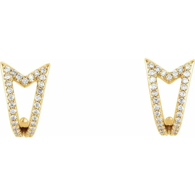14K Yellow 1/6 CTW Diamond Geometric J-Hoop Earrings