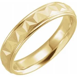 14K Yellow 5 mm Geometric Band with Matte/Polished Finish Size 11