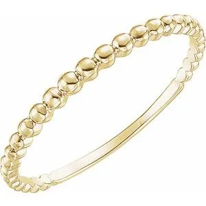 14K Yellow Beaded Stackable Ring Size 7