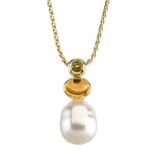 14k Yellow Gold Accented Pendant for Pearl