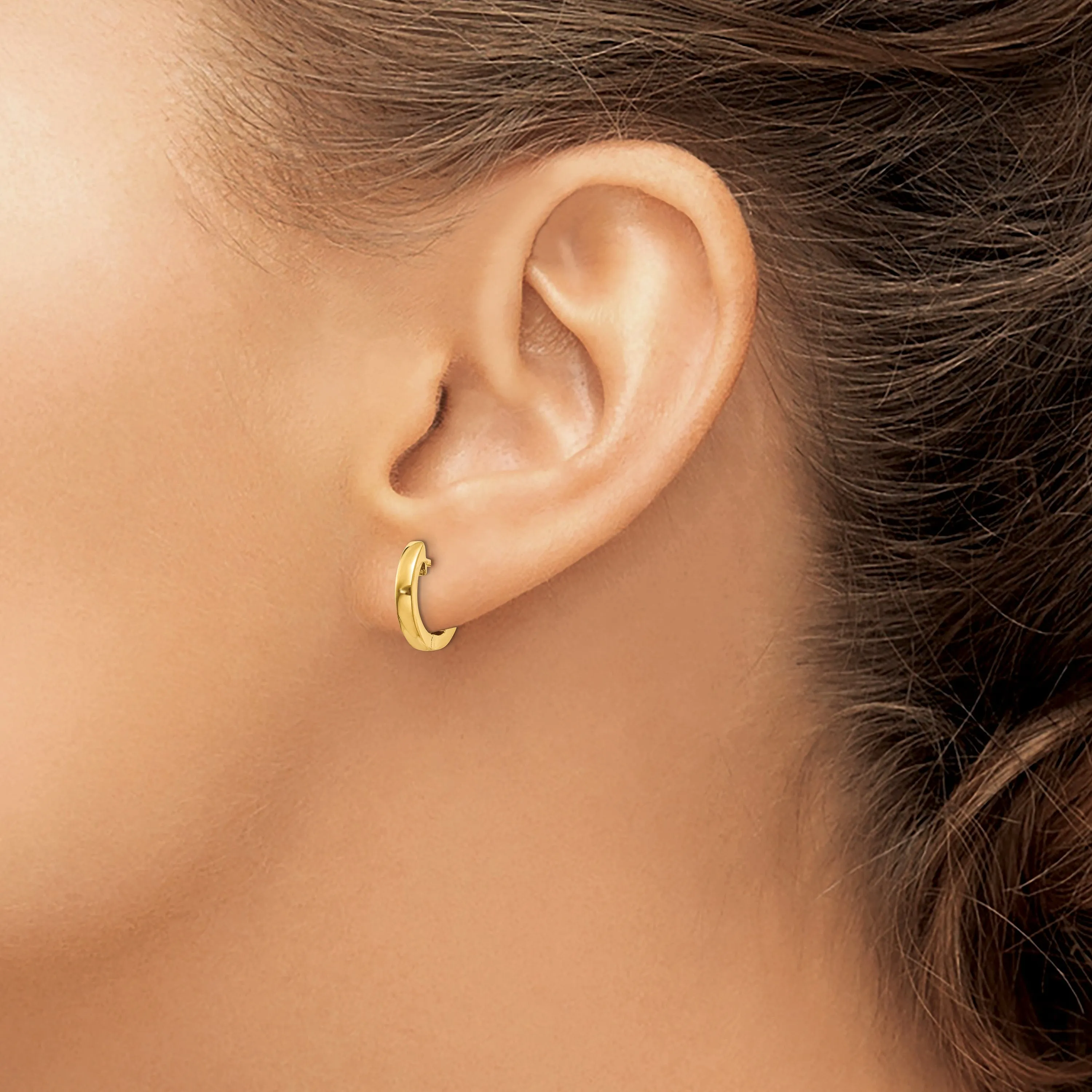 14k Yellow Gold Polished Hoop Earrings