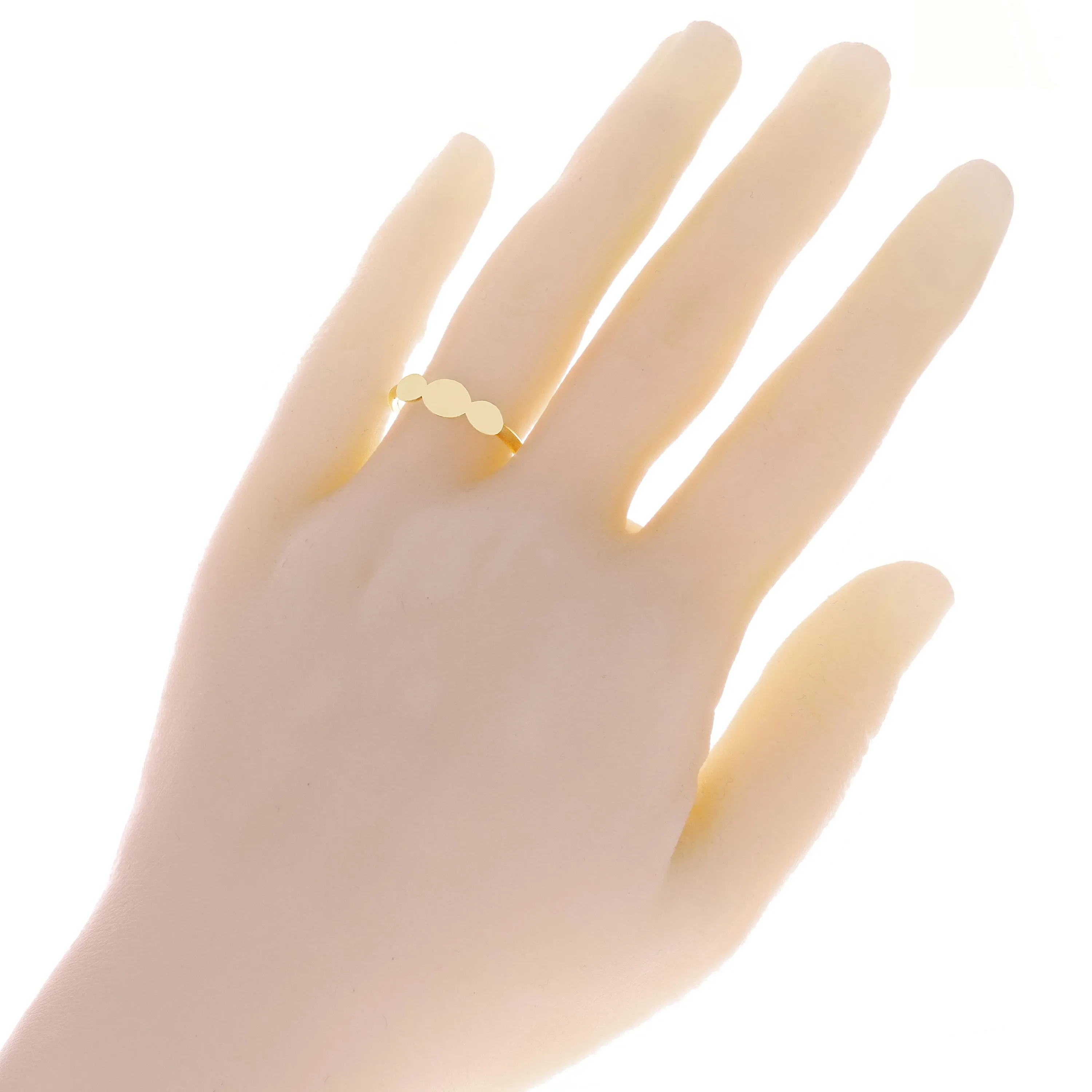 14k Yellow Gold Sideways Triple Oval Stackable Ring Size 6.5 - 5.4mm 2.8 grams