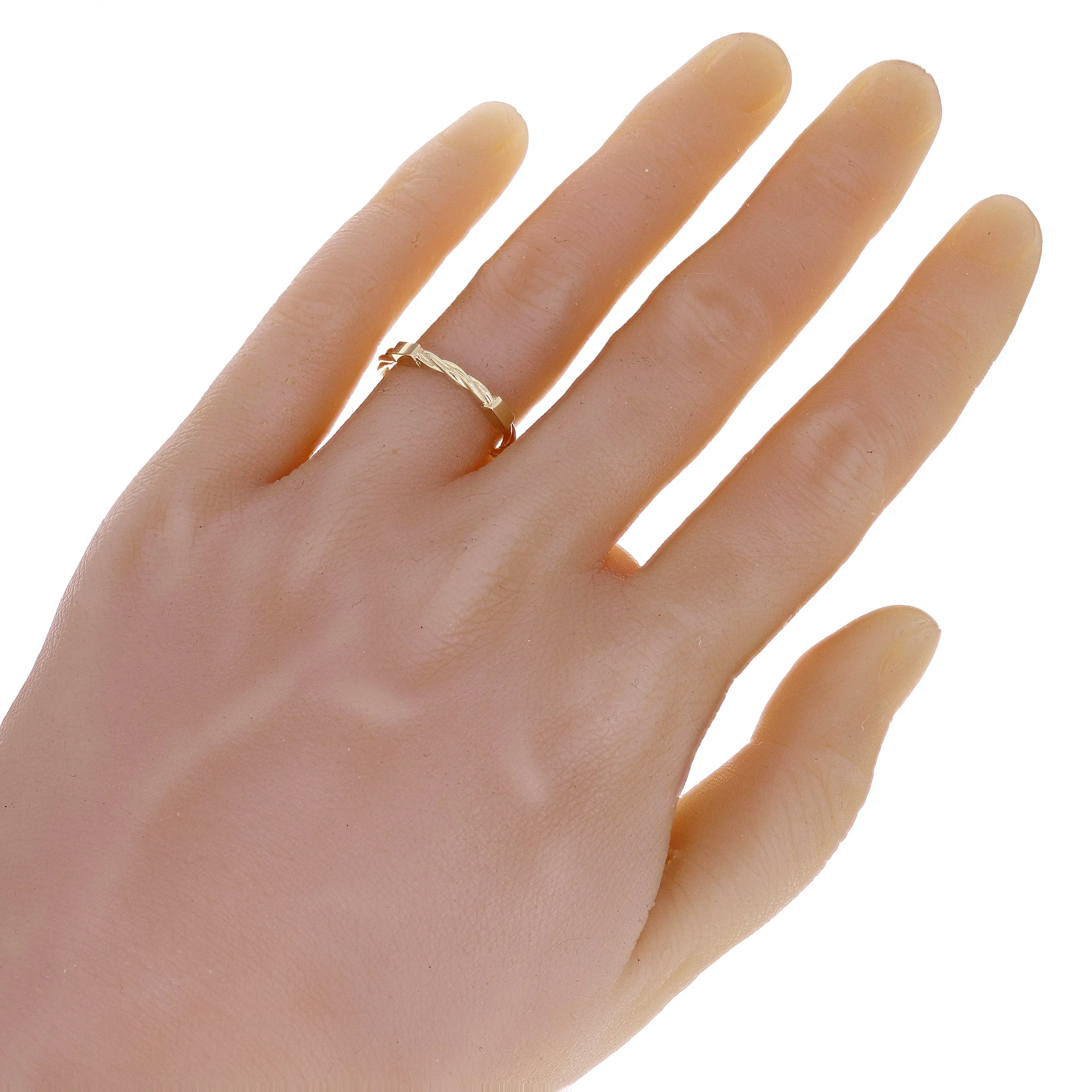 14k Yellow Gold Twisted and Bar Stackable Ring Band Size 6.75 - 2.4mm 2.8 grams