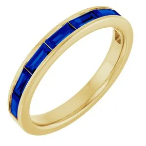 14K Yellow Lab-Grown Blue Sapphire Stackable Ring