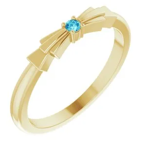 14K Yellow Natural Blue Zircon Stackable Ring