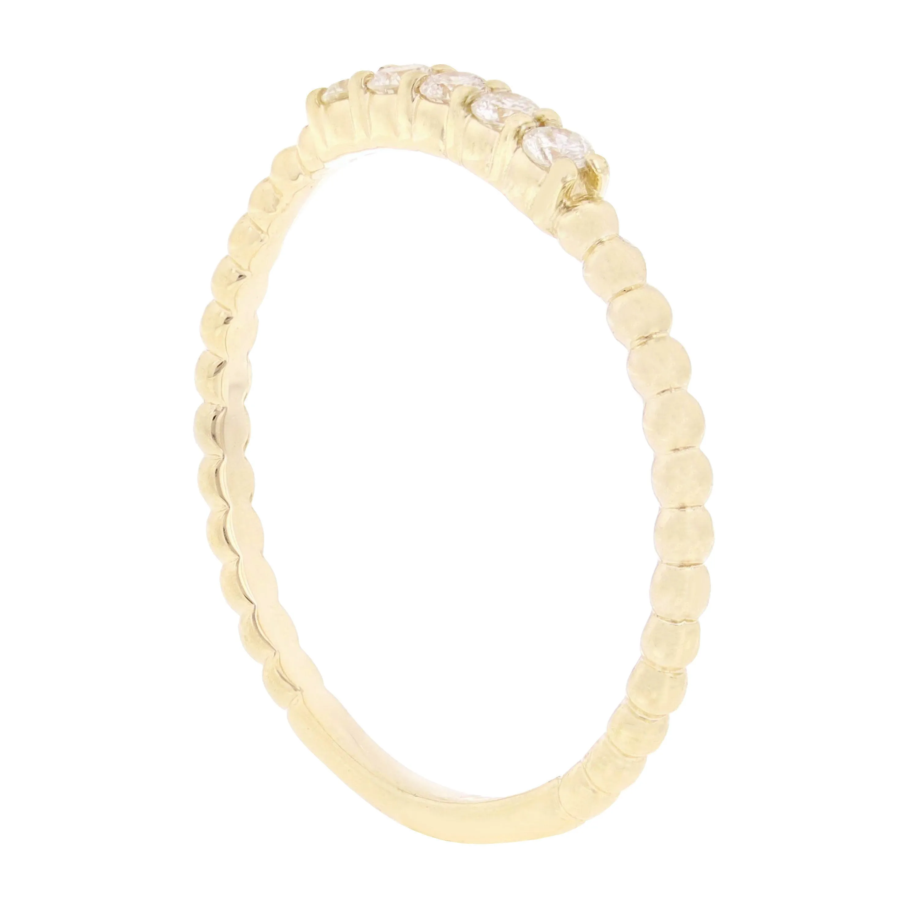 14k Yellow White or Rose Gold 0.45ctw Diamond 4-Stone Beaded Stackable Ring Band