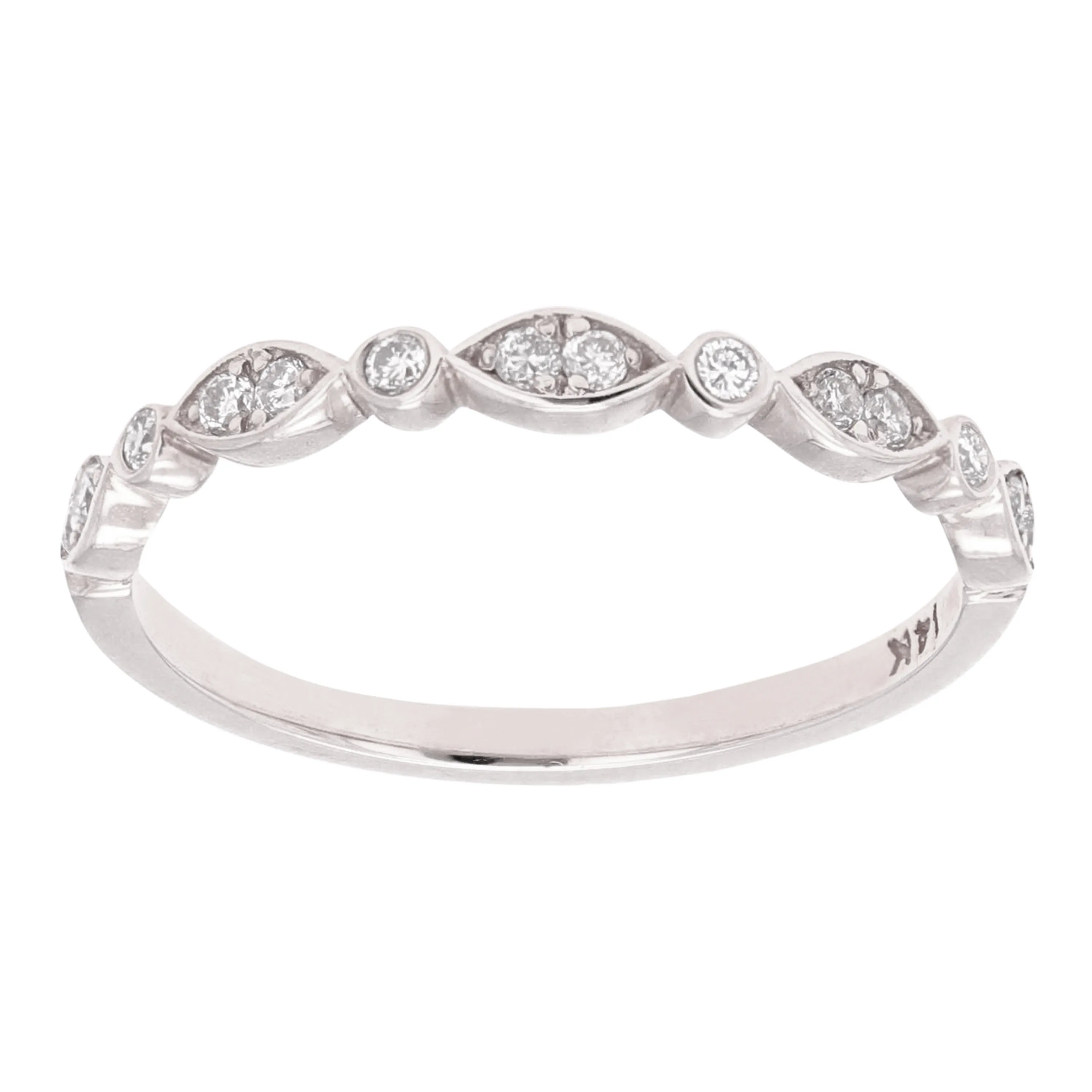 14k Yellow White or Rose Gold Diamond Accent Leaf Design Stacking Ring Various Sizes