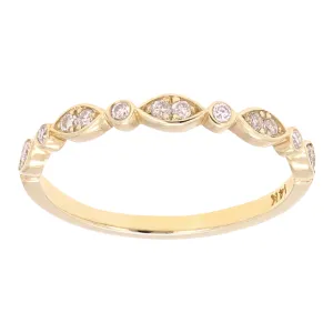 14k Yellow White or Rose Gold Diamond Accent Leaf Design Stacking Ring Various Sizes