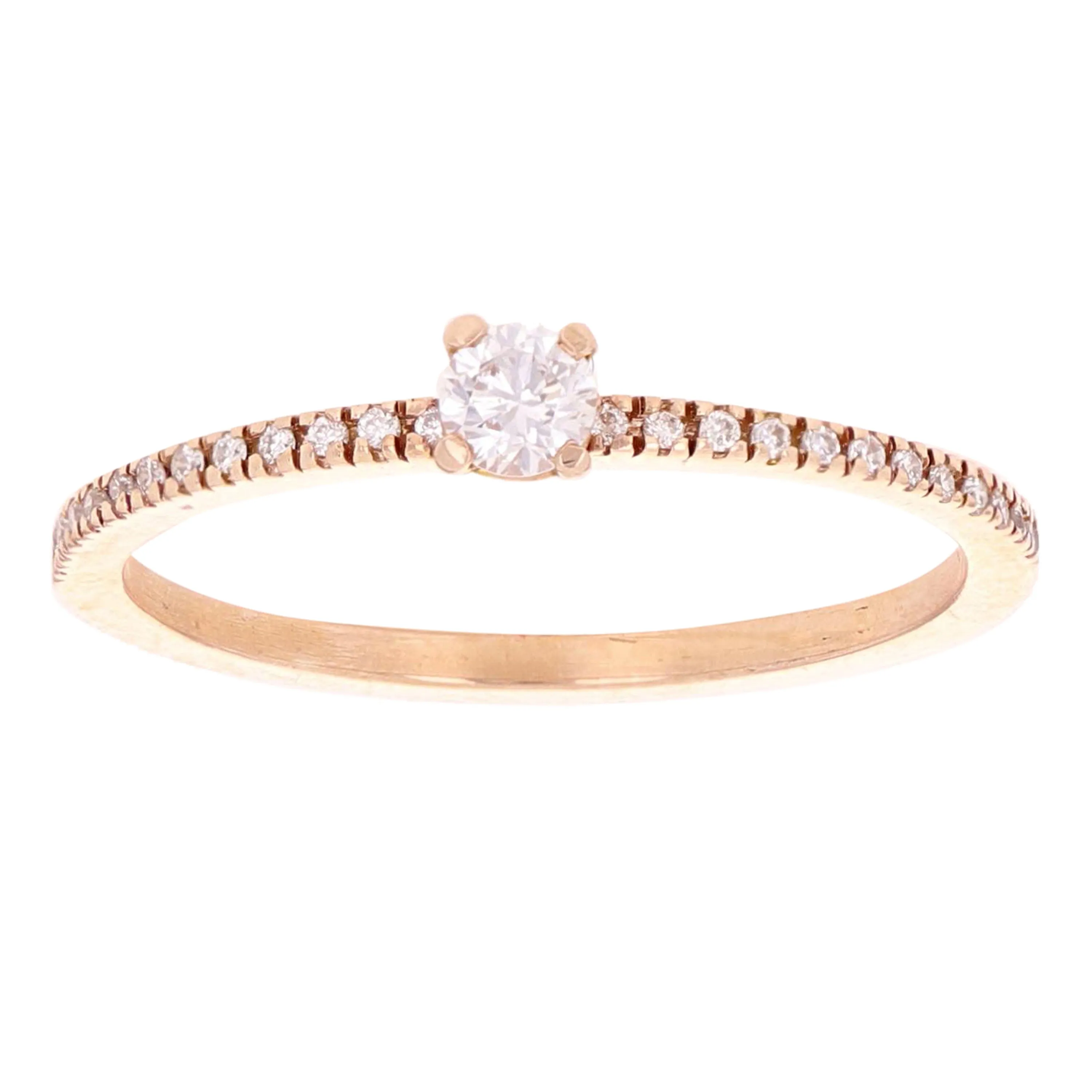 14k Yellow White or Rose Gold Diamond Petite Solitaire Engagement Stackable Promise Ring Size 6
