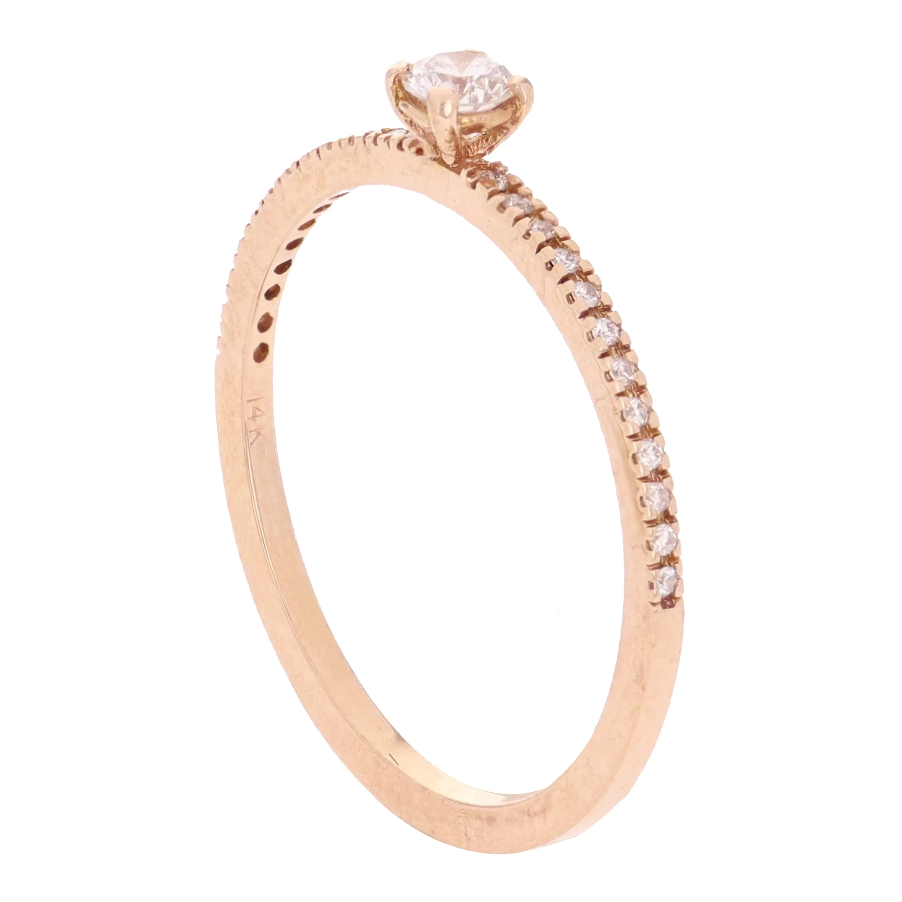 14k Yellow White or Rose Gold Diamond Petite Solitaire Engagement Stackable Promise Ring Size 6
