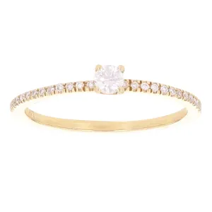 14k Yellow White or Rose Gold Diamond Petite Solitaire Engagement Stackable Promise Ring Size 6