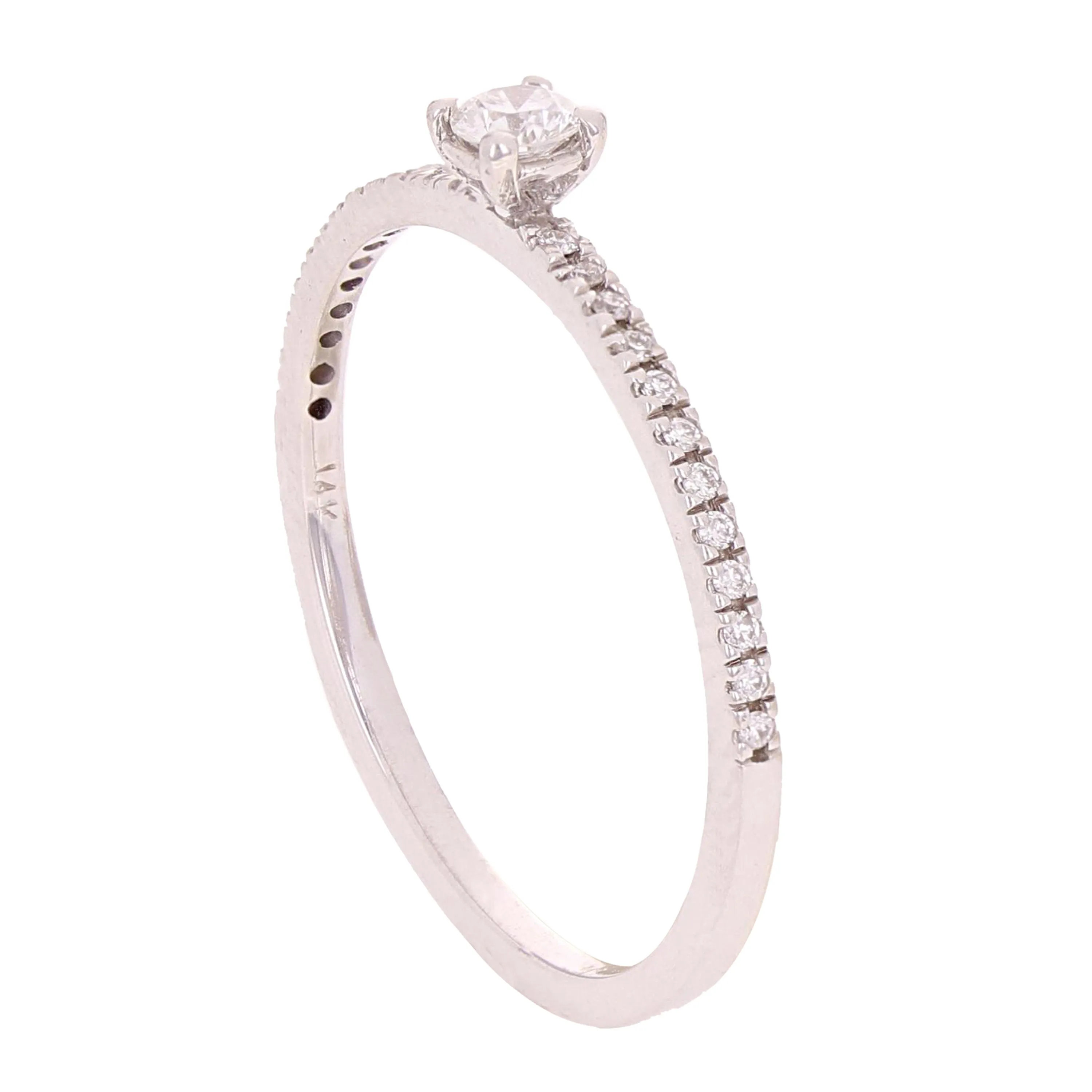 14k Yellow White or Rose Gold Diamond Petite Solitaire Engagement Stackable Promise Ring Size 6
