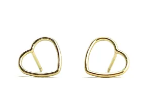 14KGF 10mm Heart Post Earrings, Sku#400H10P