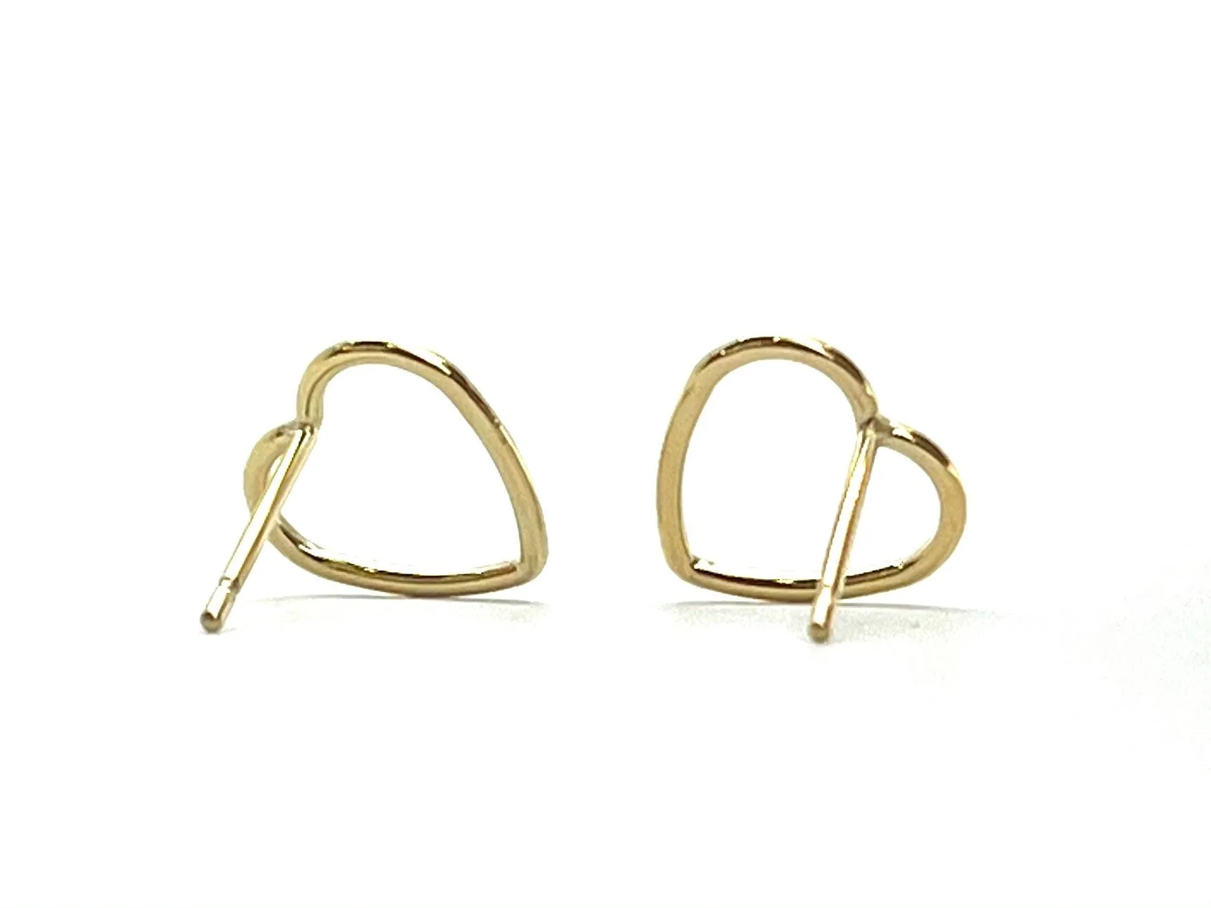 14KGF 10mm Heart Post Earrings, Sku#400H10P