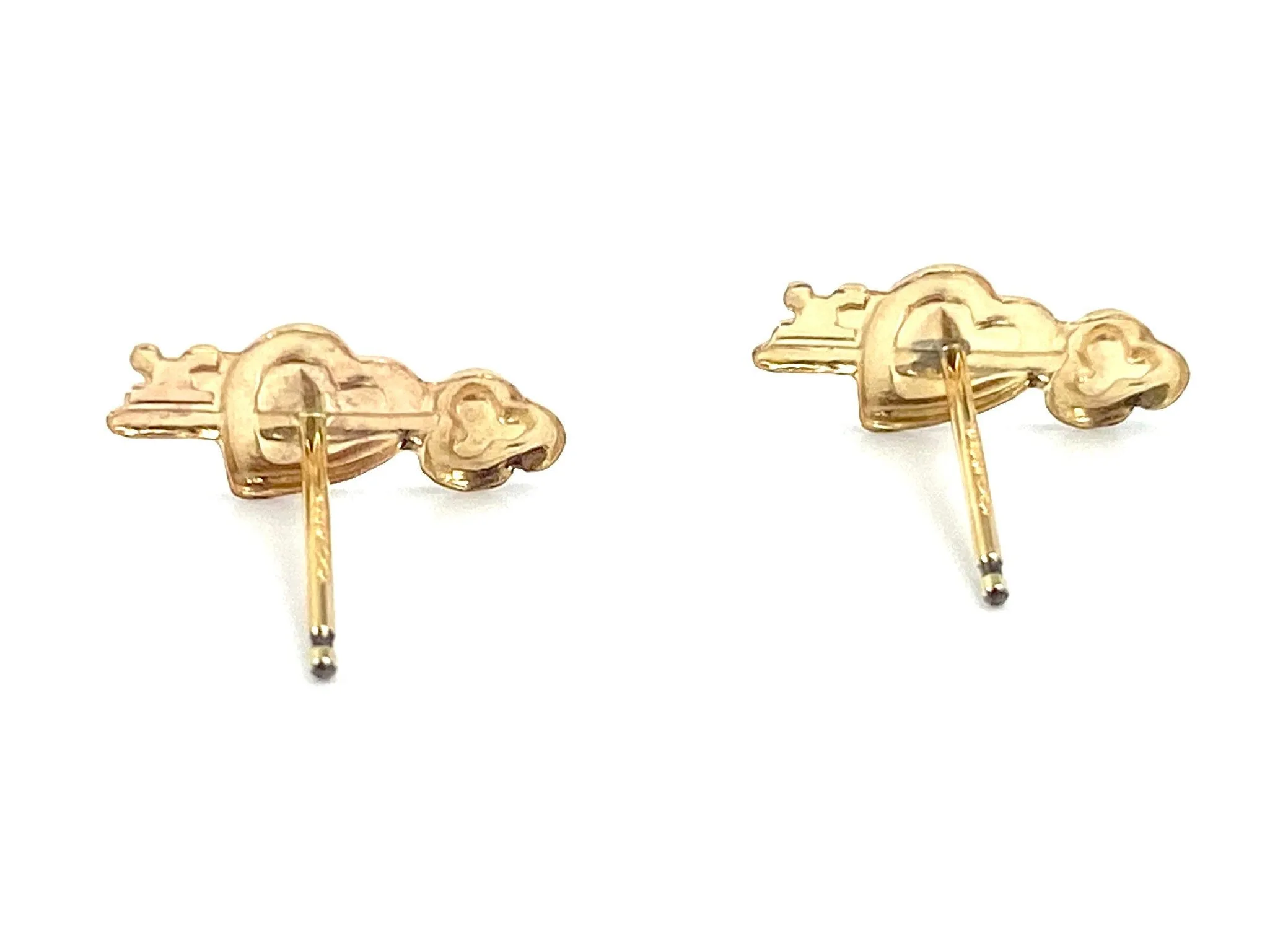 14KGF Heart & Key studs , Sku#79-4
