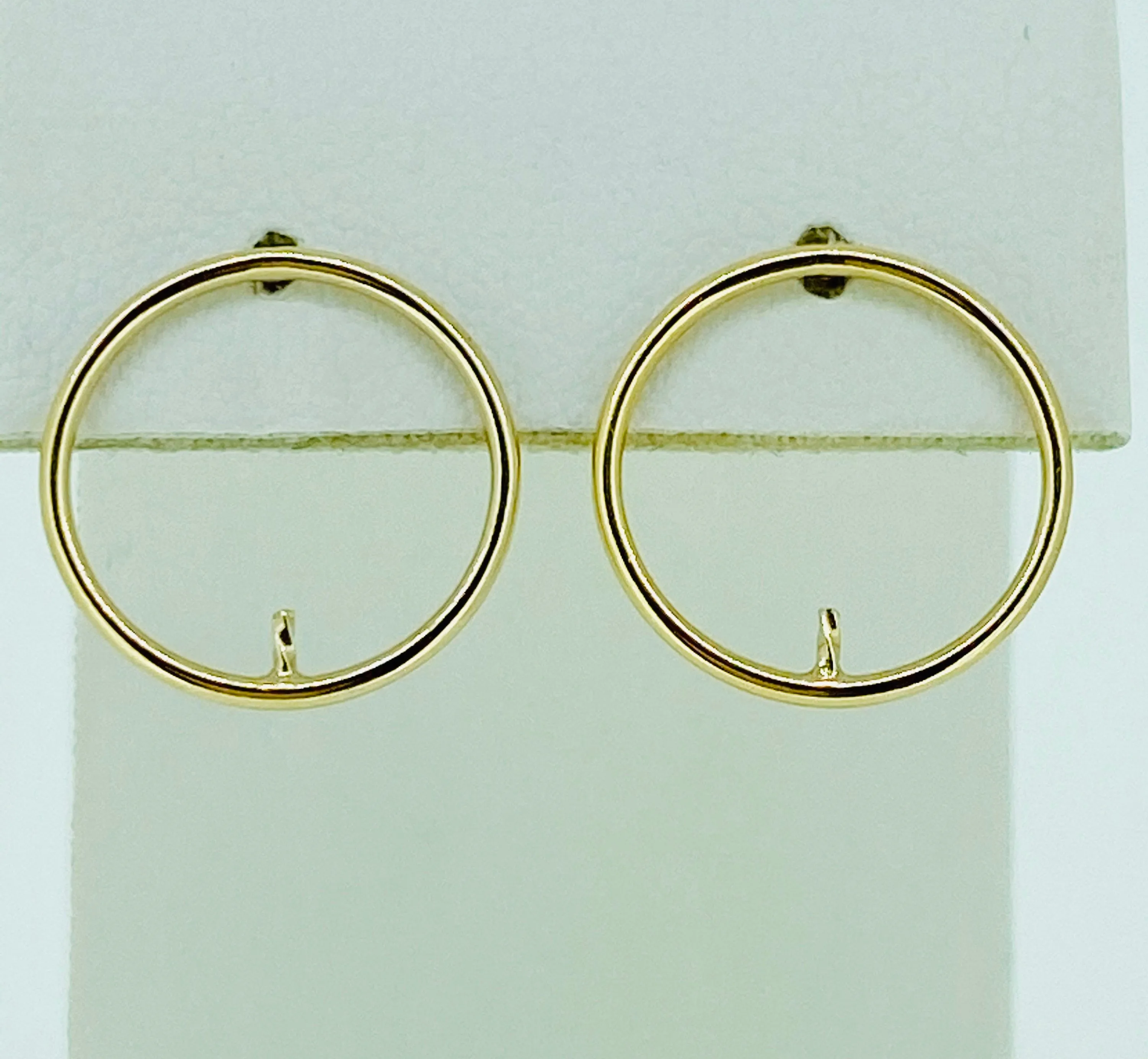 14KGF Round Wire Post Earring w/Peg #400C15PP