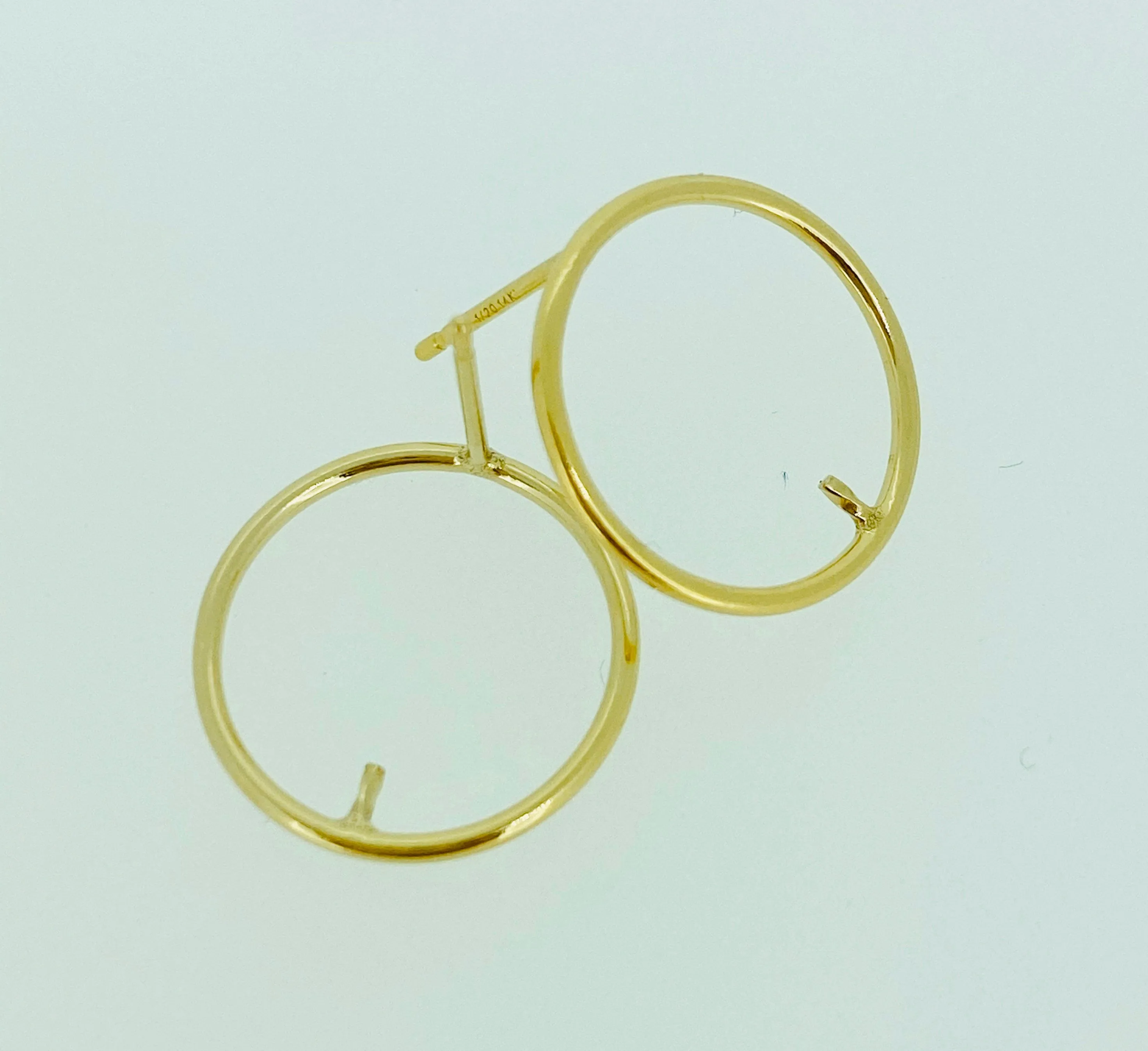 14KGF Round Wire Post Earring w/Peg #400C15PP