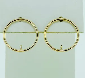 14KGF Round Wire Post Earring w/Peg #400C15PP