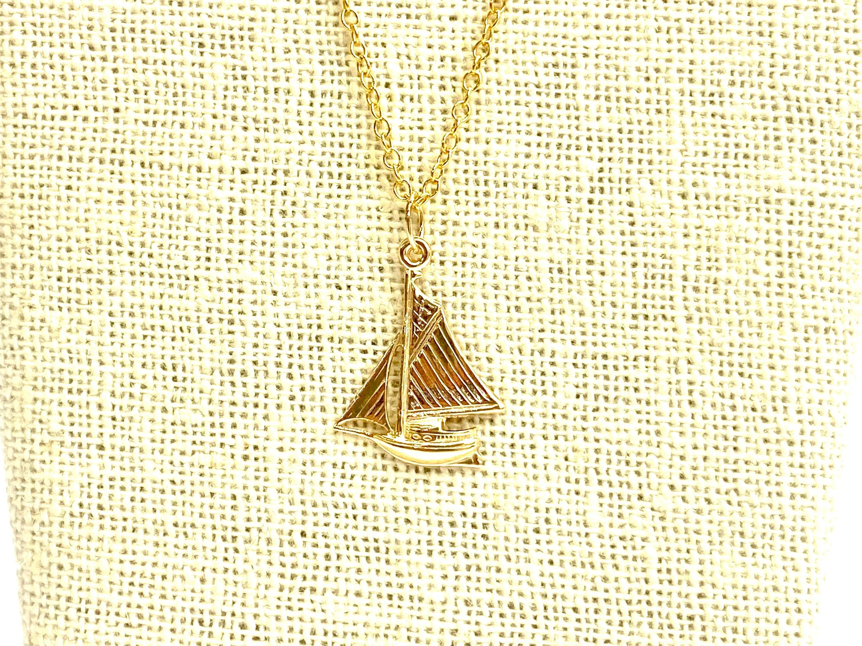 14KGF Sailboat charm with jump ring , Sku#831-C
