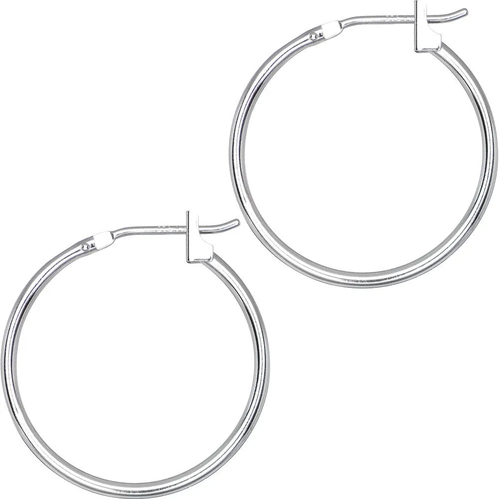 14KT White Gold 1.5mm 3/4 Inch Hoop Earrings