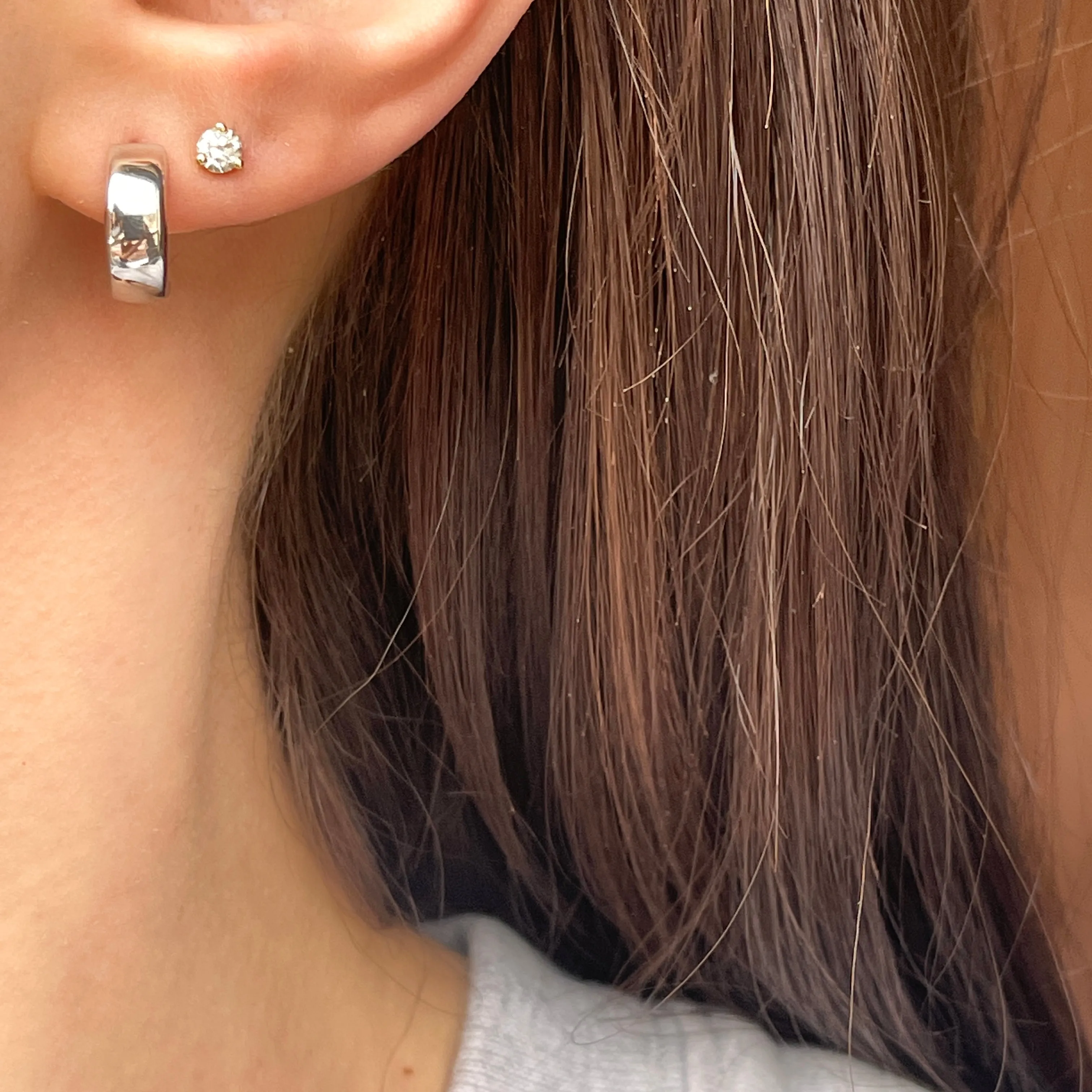 14KT White Gold 5mm Hinged Huggie Hoop Earrings 12mm