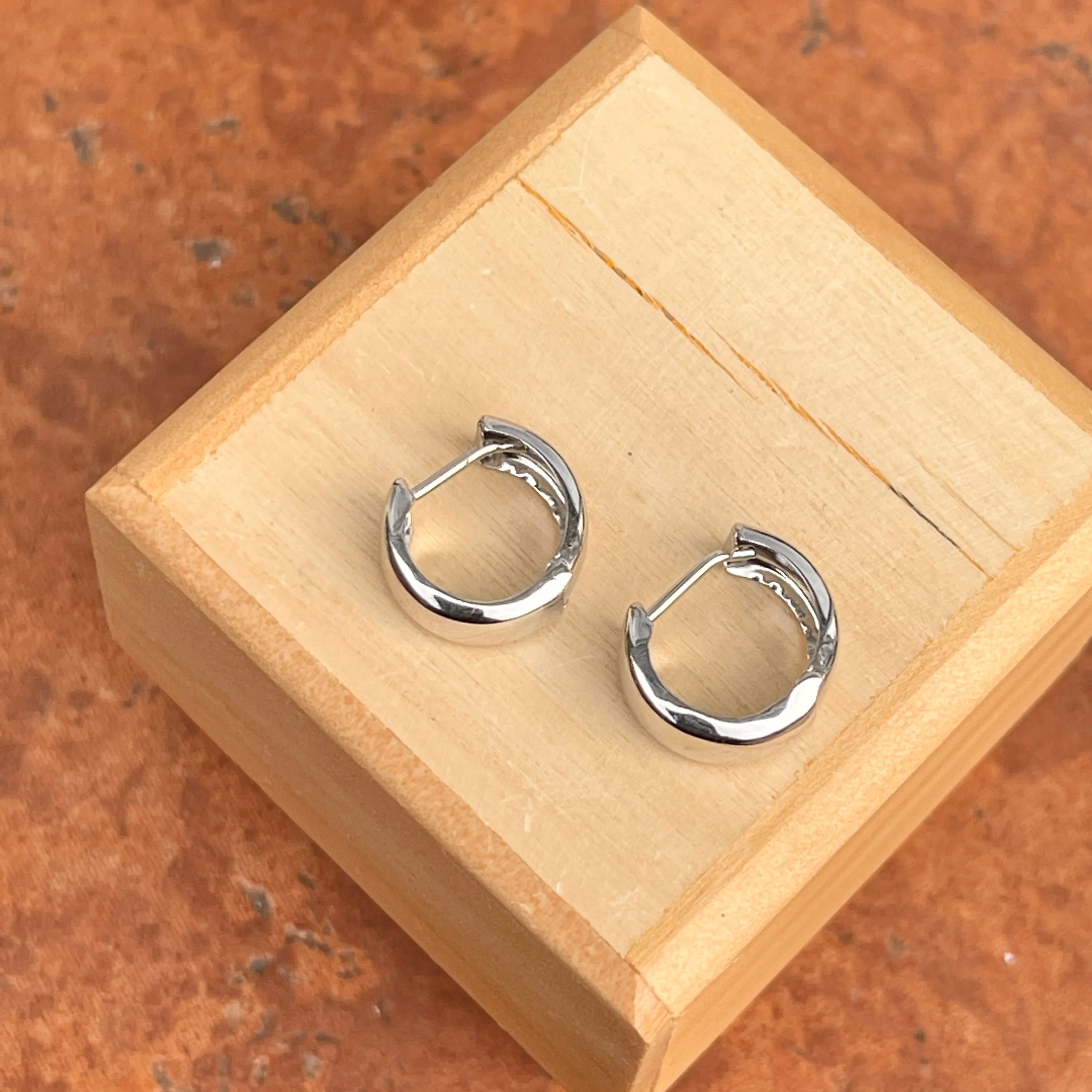 14KT White Gold 5mm Hinged Huggie Hoop Earrings 12mm