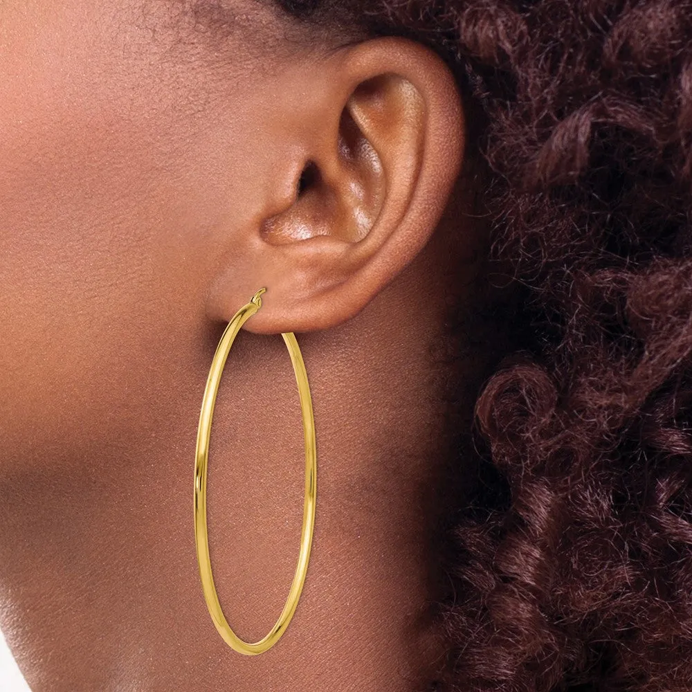 14KT Yellow Gold 60X2MM Hoop Earrings