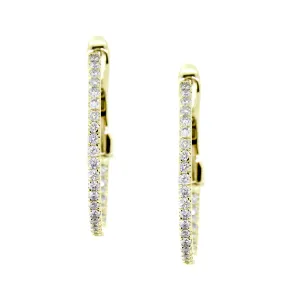 14KT yellow gold inside-out hoop earrings with 0.28ctw round...