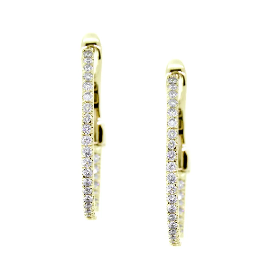 14KT yellow gold inside-out hoop earrings with 0.28ctw round...