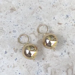 14KT Yellow Gold Polished Round Ball Earring Charms 10mm