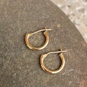 14KT Yellow Gold Snap Back Mini Half-Hoop Earrings 8mm