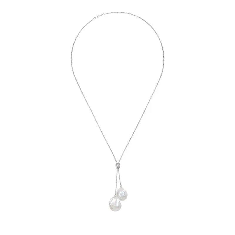 153-01-S | STERLING CHAIN w/2 WHITE WILD PEARLS